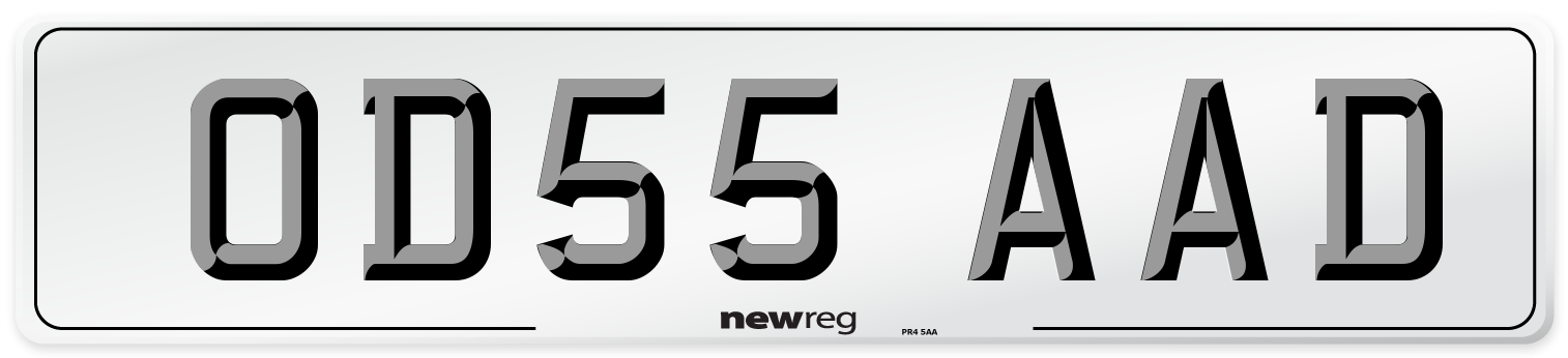 OD55 AAD Number Plate from New Reg